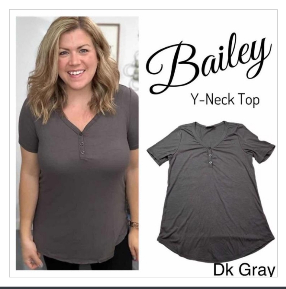 Lularoe Bailey Gray Y-neck Top